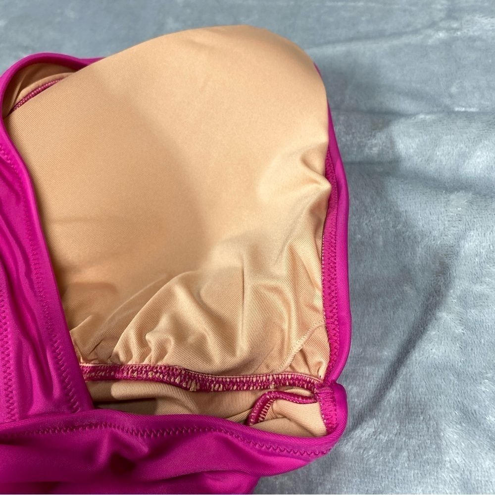 NEW J. Crew Ruched V Neck One Piece Size 24 Pink Radiant Fuchsia - Picture 4 of 10